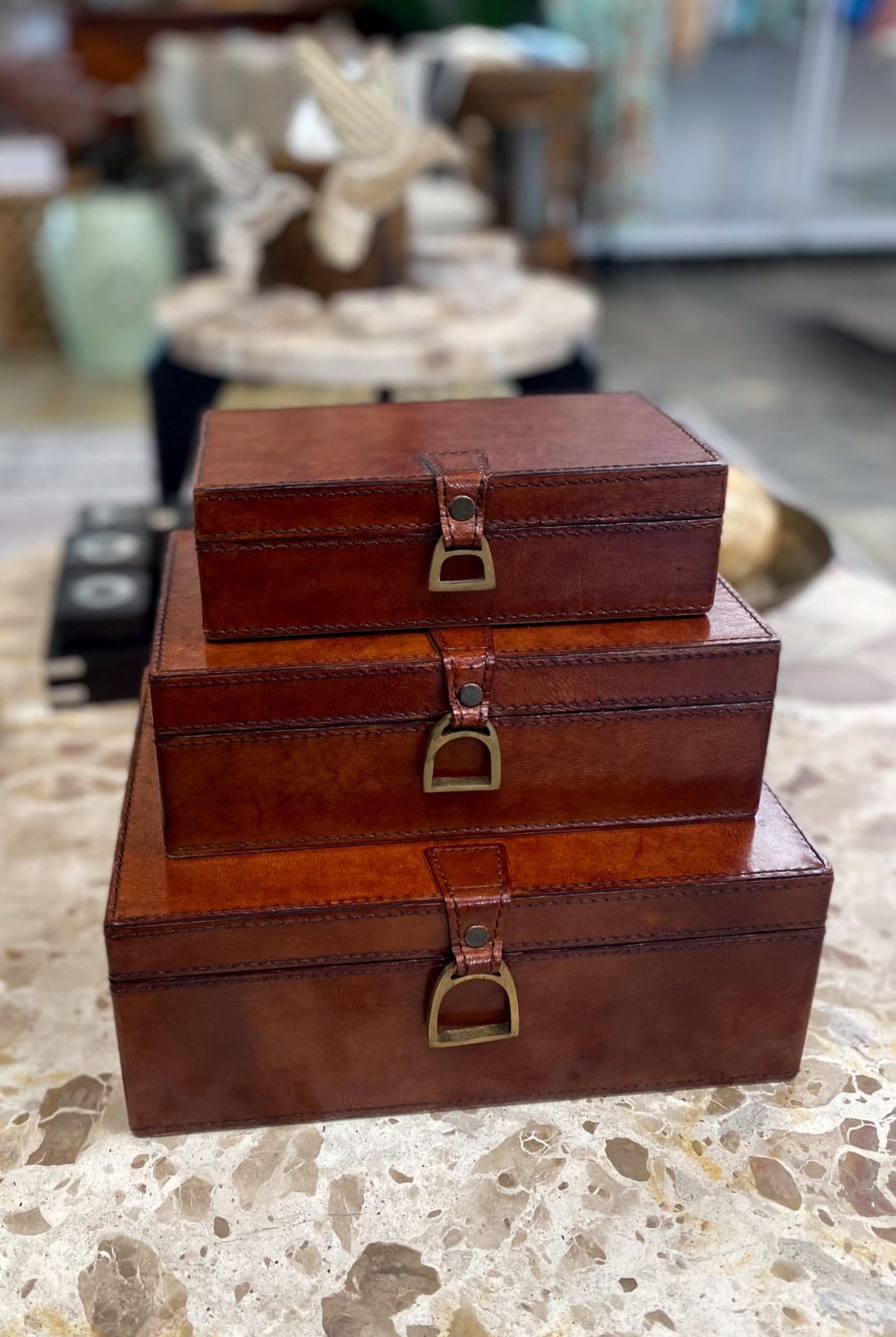 Large Leather Box with Stirrups - Magpie Style