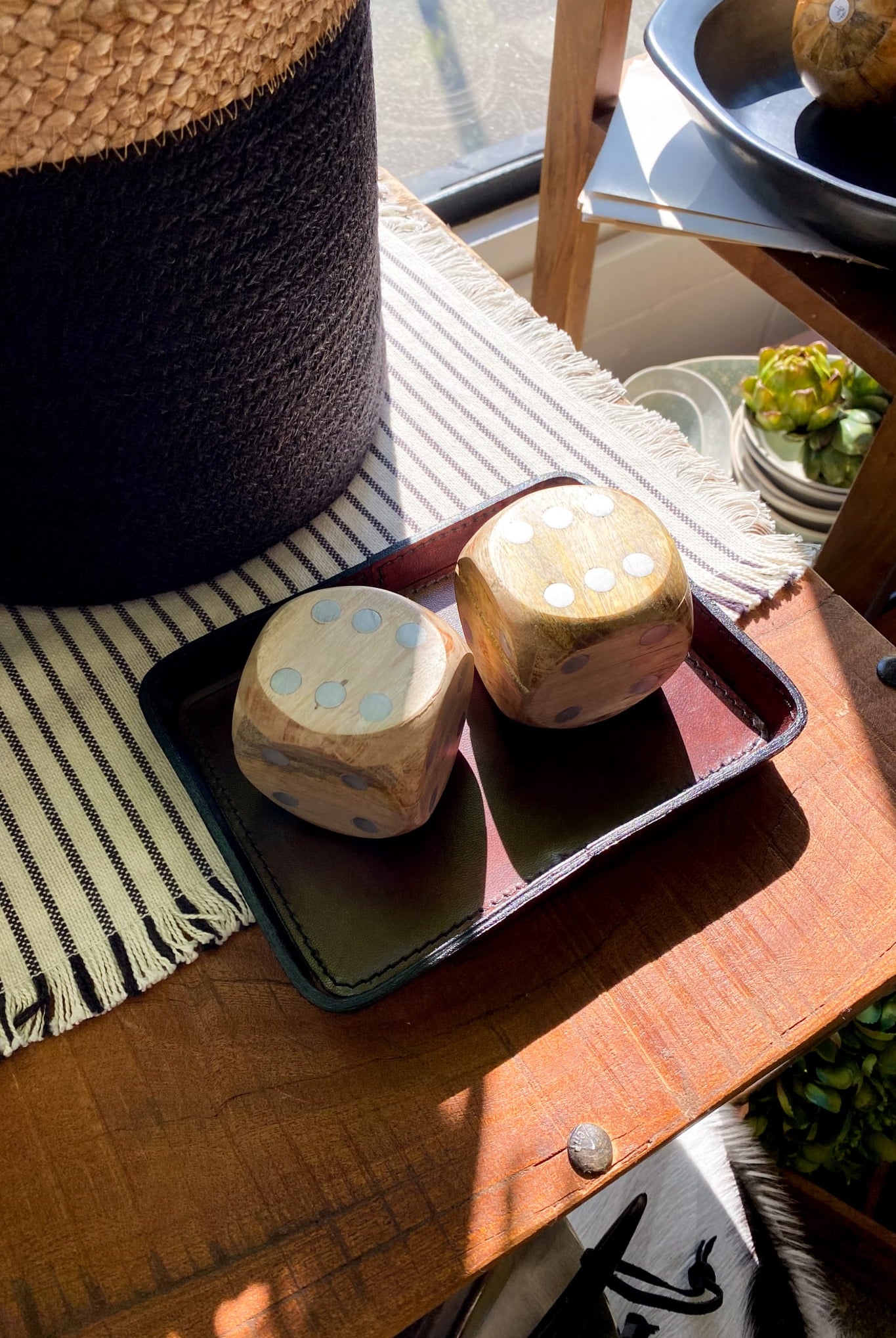 Small Leather Curved Tray - Dark Brown - Magpie Style