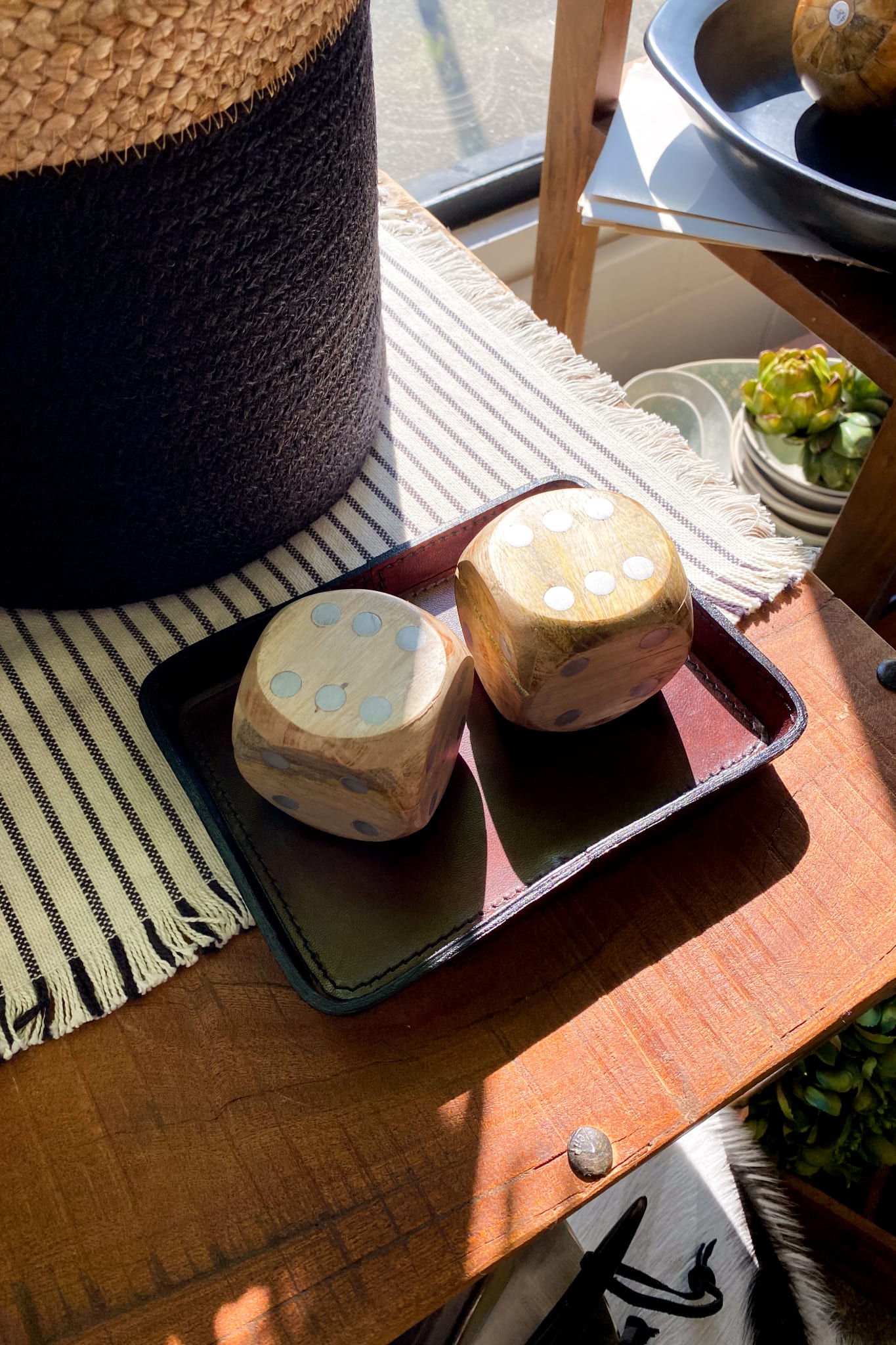 Small Leather Curved Tray - Dark Brown - Magpie Style