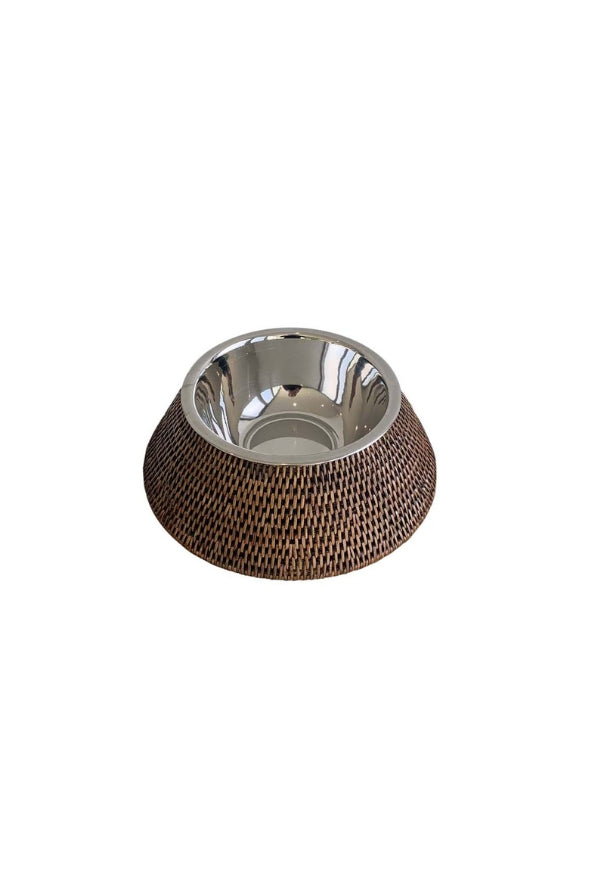 Pet Bowl - Rattan and Stainless Steel - Magpie Style