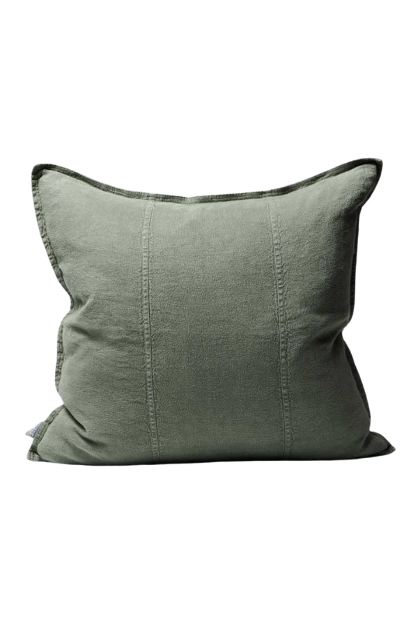 Large Lucatt Khaki Linen Cushion - 60cm - Magpie Style