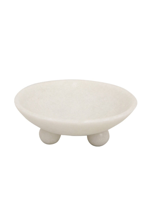 Marble Resin Foot Bowl - White - Magpie Style
