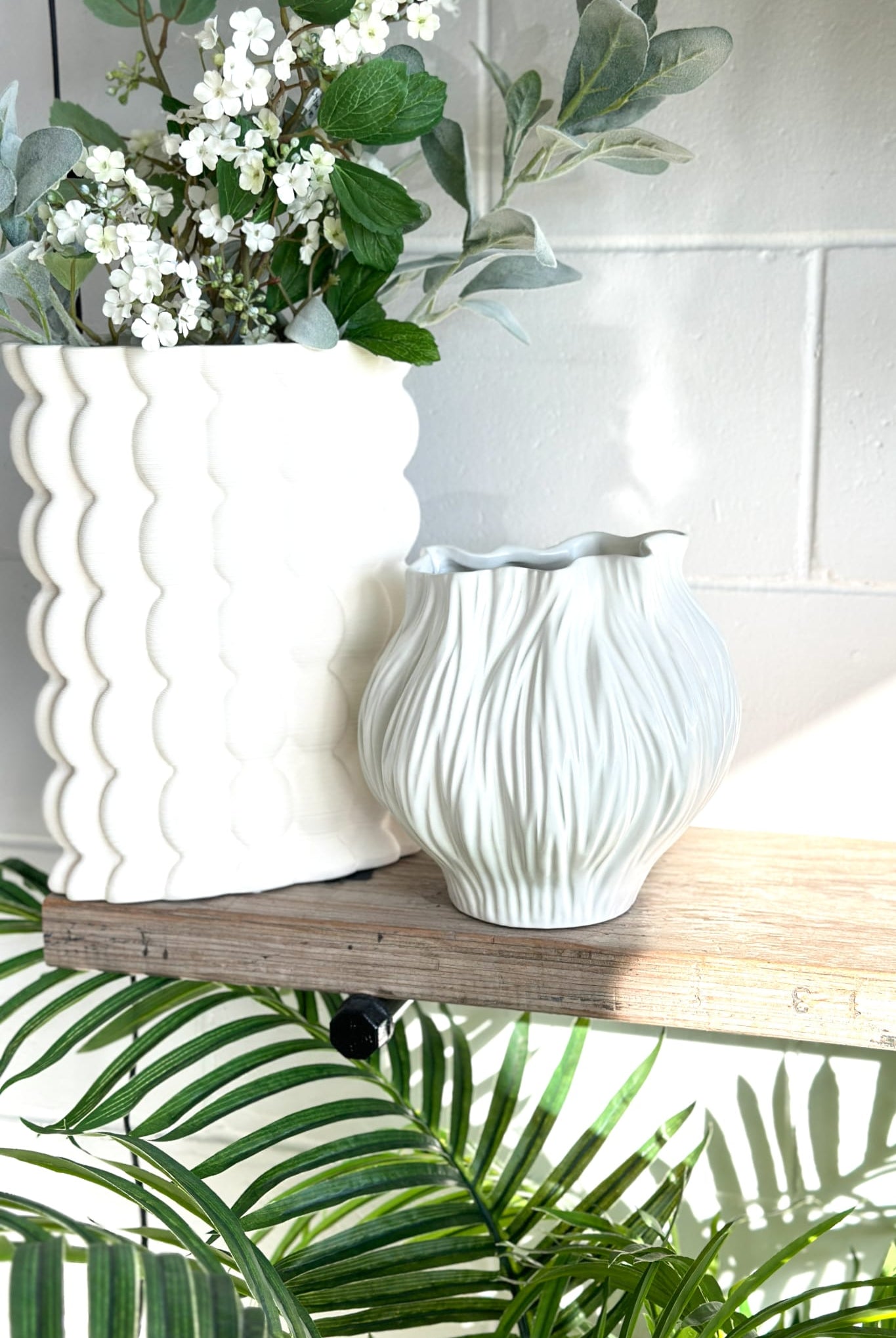 Florus Wide Stone Organic Shaped Vase - Magpie Style