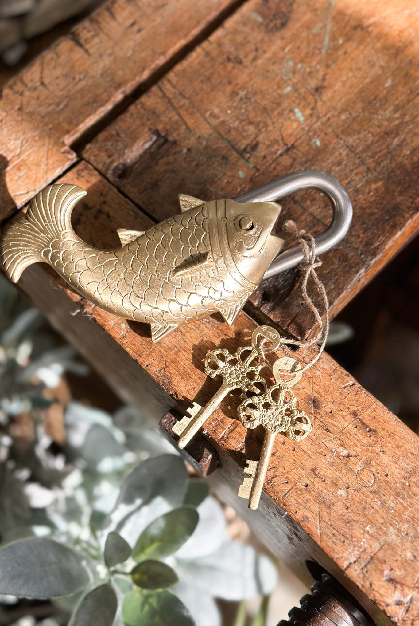 Large Brass Fish Lock - Magpie Style