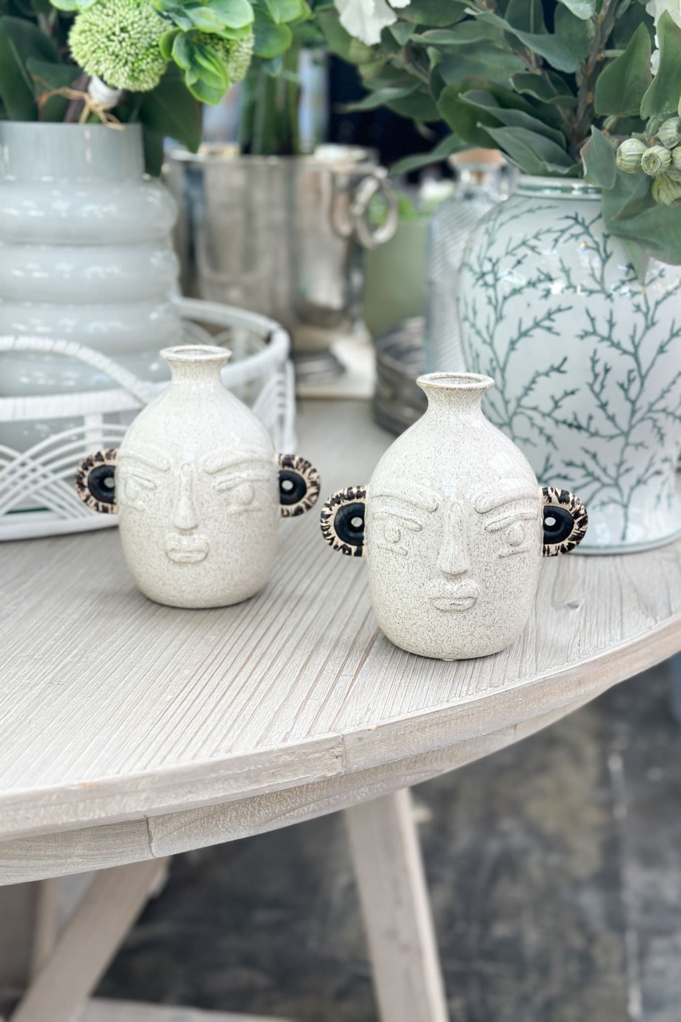 Tall Tribal Face Vase - Magpie Style