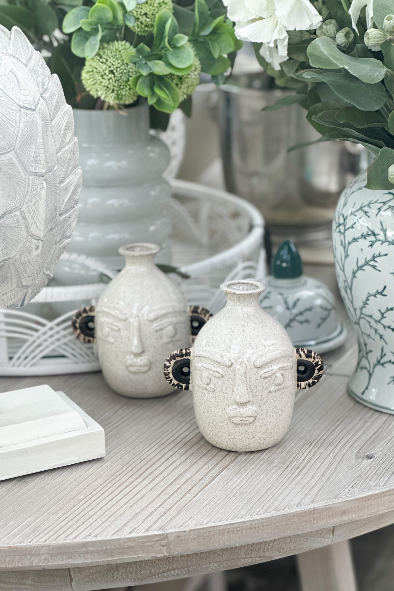 Tall Tribal Face Vase - Magpie Style