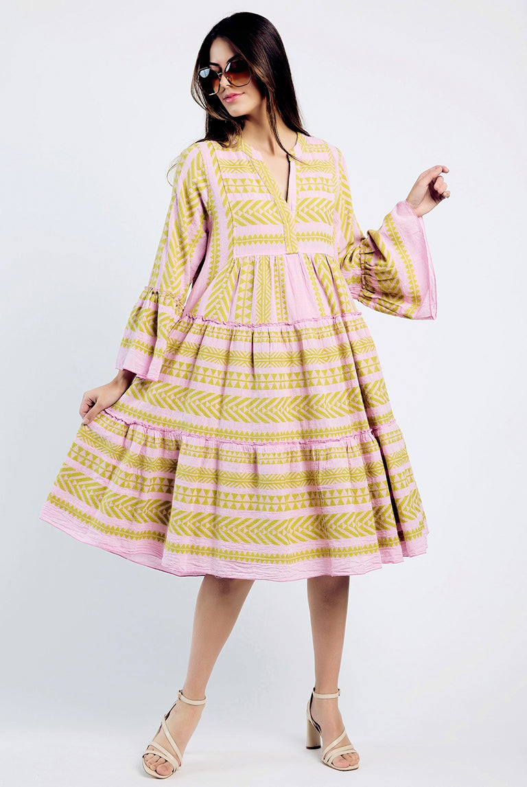 DEVOTION TWINS Ella Midi Dress - Lime/Pink - Magpie Style