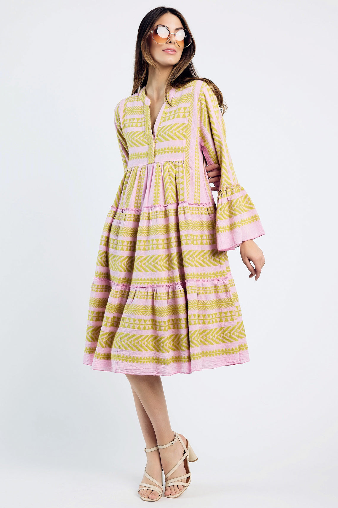 DEVOTION TWINS Ella Midi Dress - Lime/Pink - Magpie Style