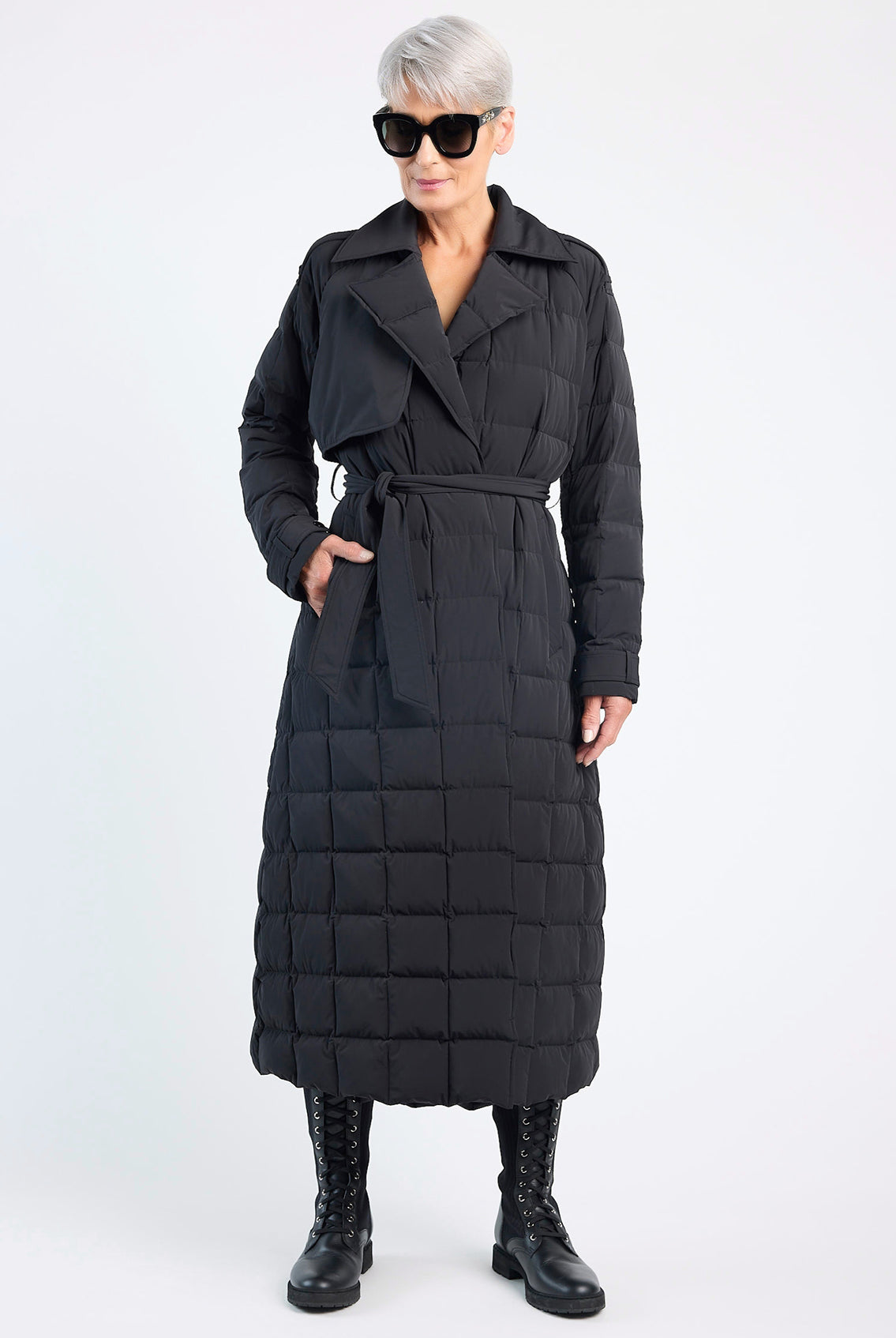 MOKÉ Maisey Stretch Down Trench in Black - Magpie Style