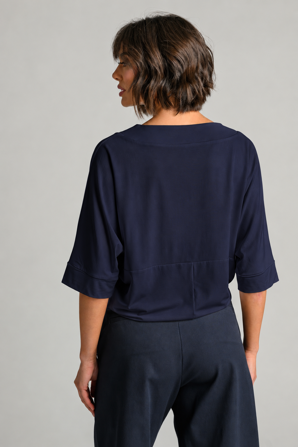 PAULA RYAN V Neck Cloud Top - Navy EcoVero - Paula Ryan