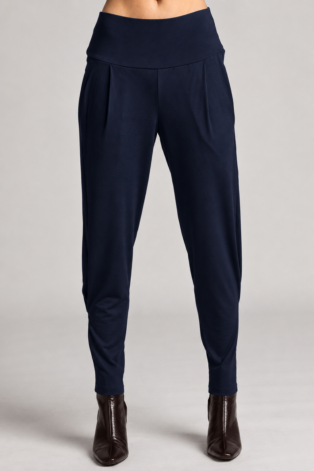 PAULA RYAN ESSENTIALS Ankle Pleat Merino Basque Pant - Navy - Paula Ryan