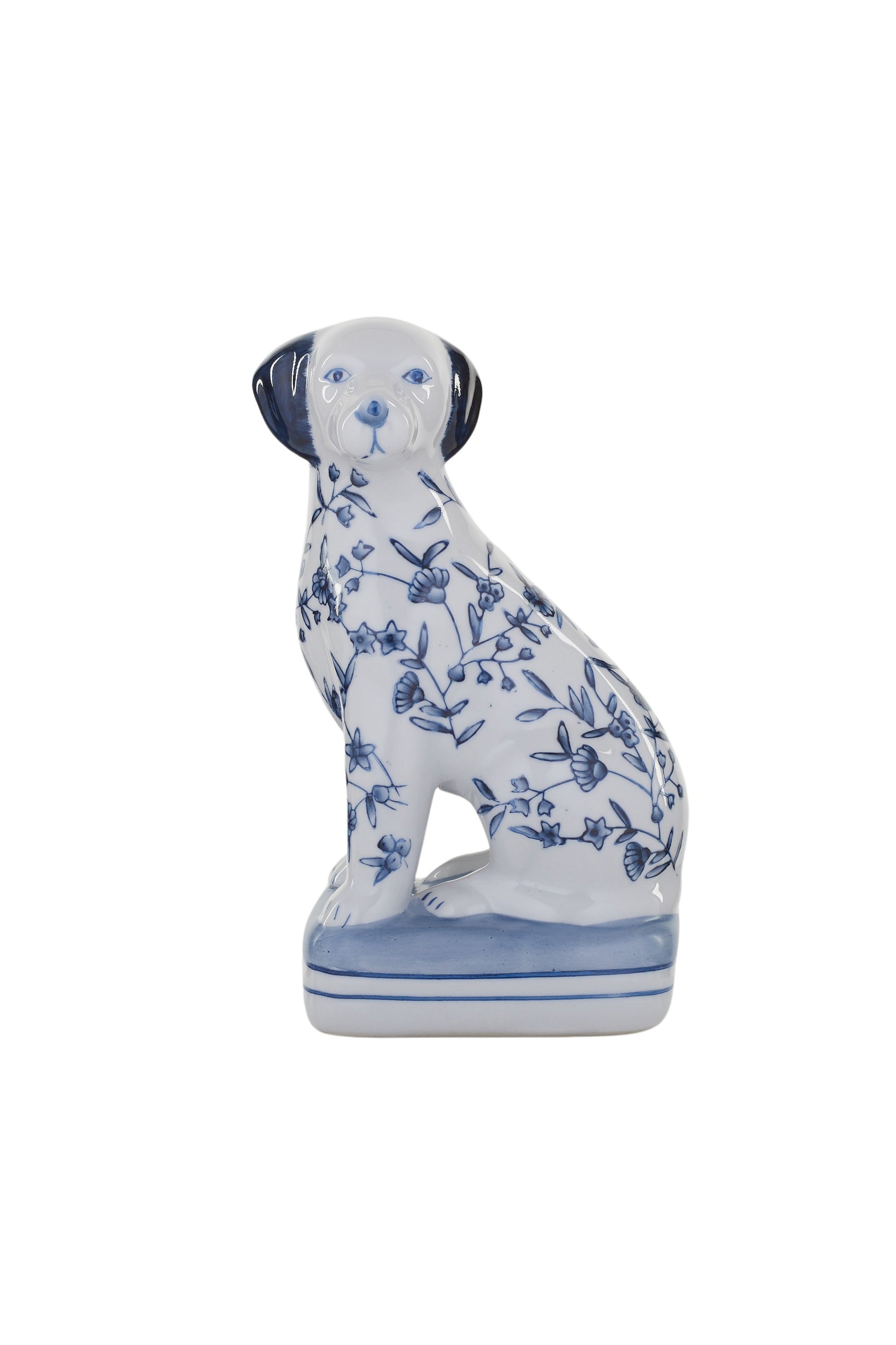 Floral Delft Dog Ceramic Ornament - Magpie Style