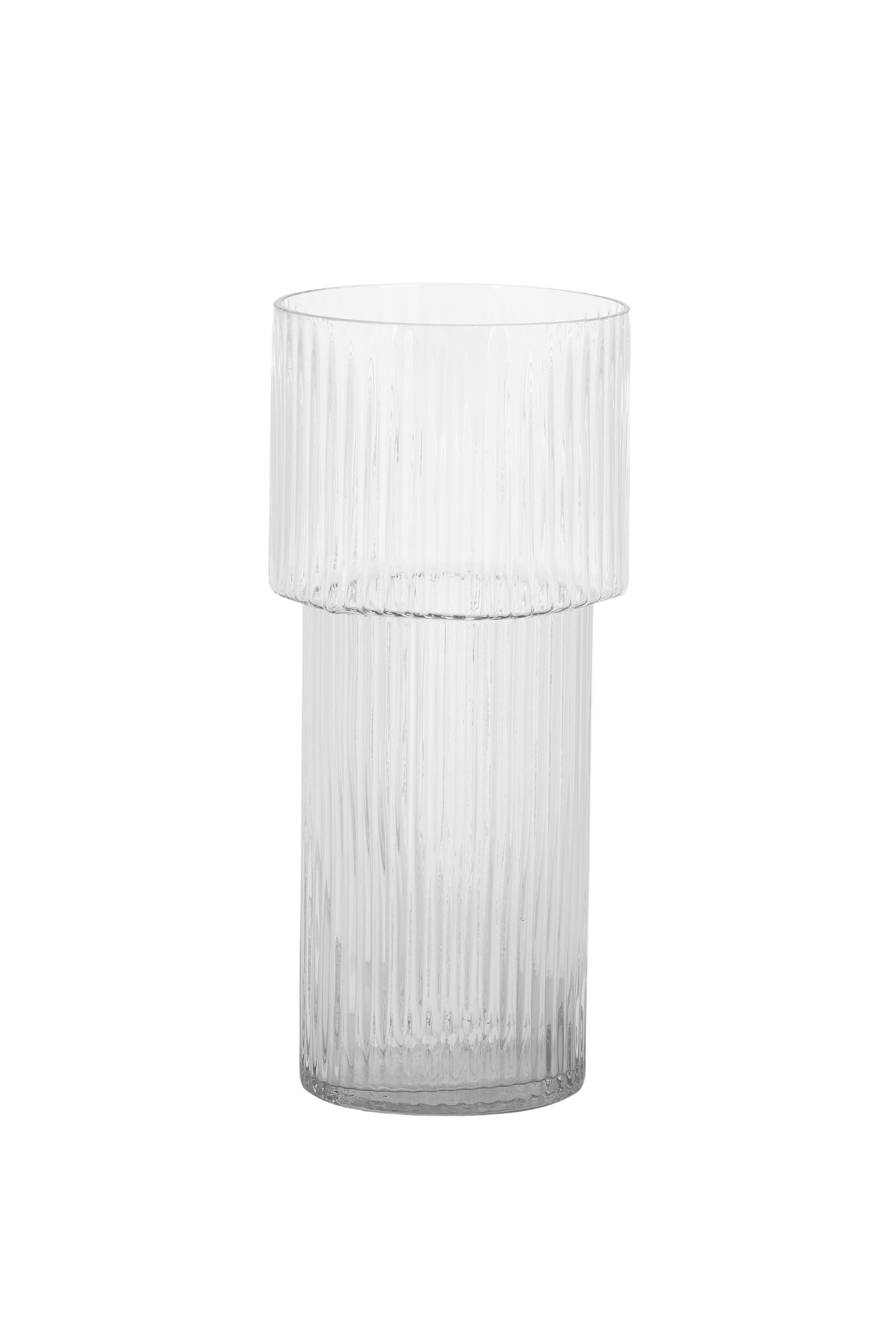 Paros Ribbed Clear Glass Vase - Magpie Style