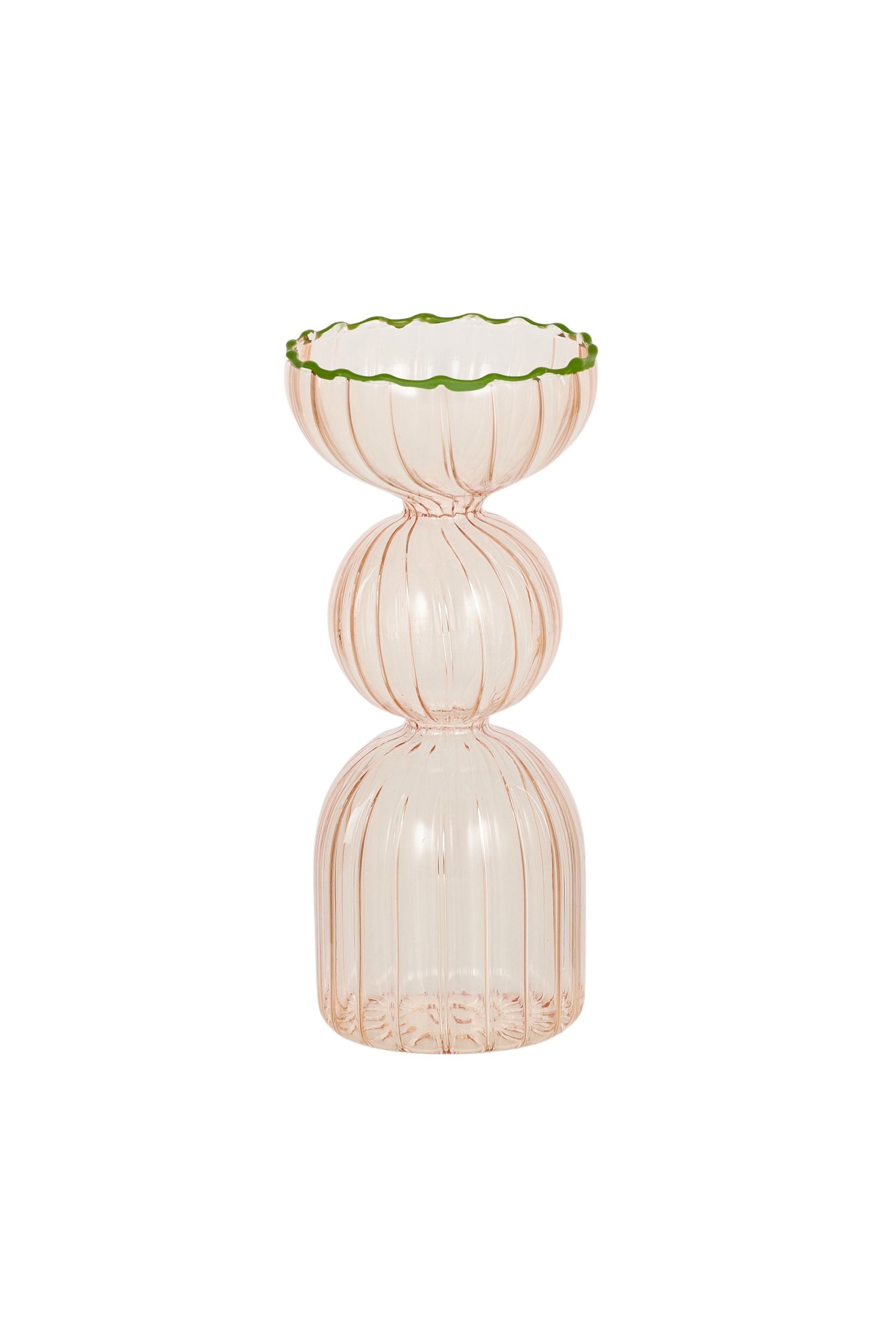 Parisi Glass Vase Pink w Green Rim - Magpie Style