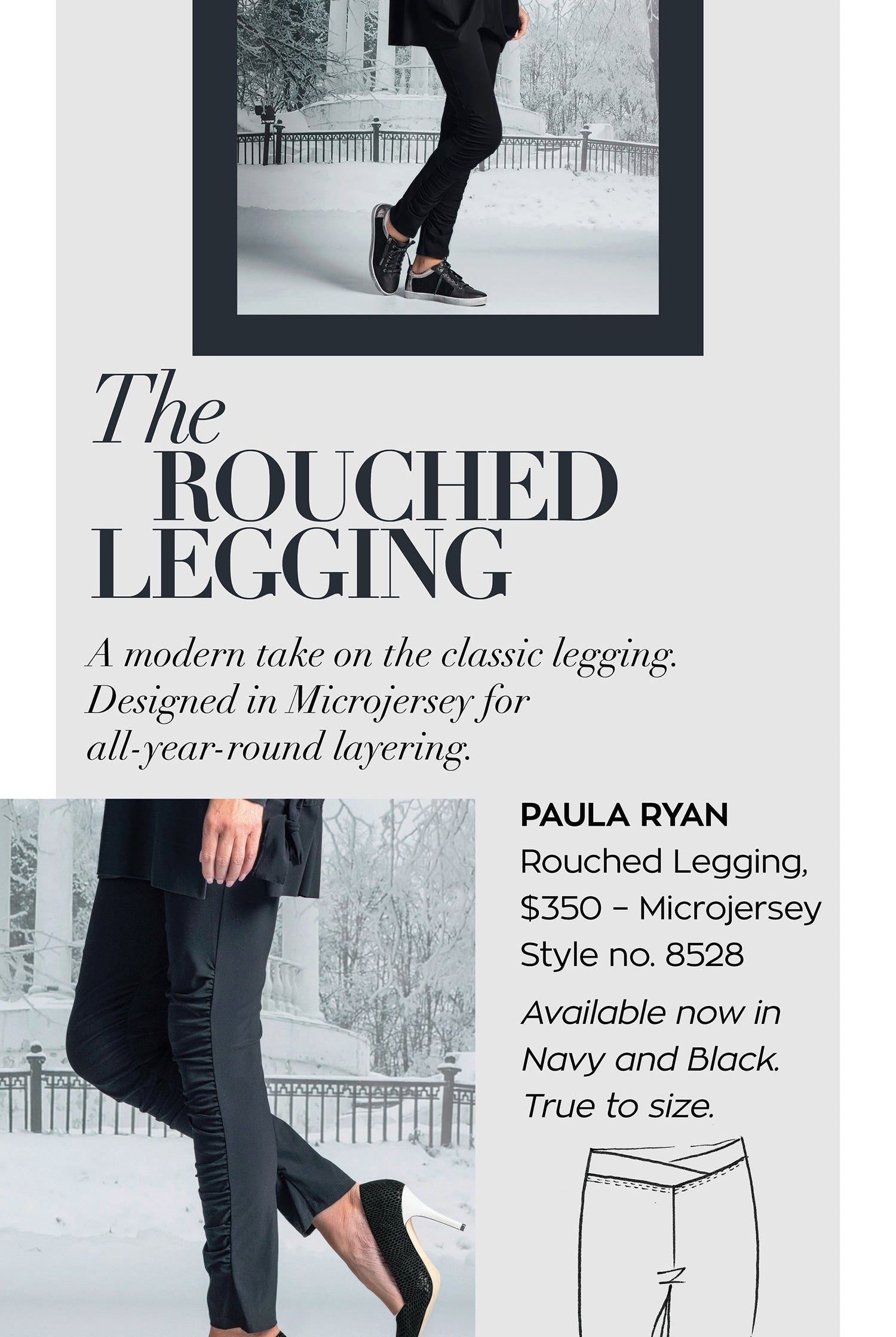 PAULA RYAN Rouched Legging - Black - Microjersey - Paula Ryan