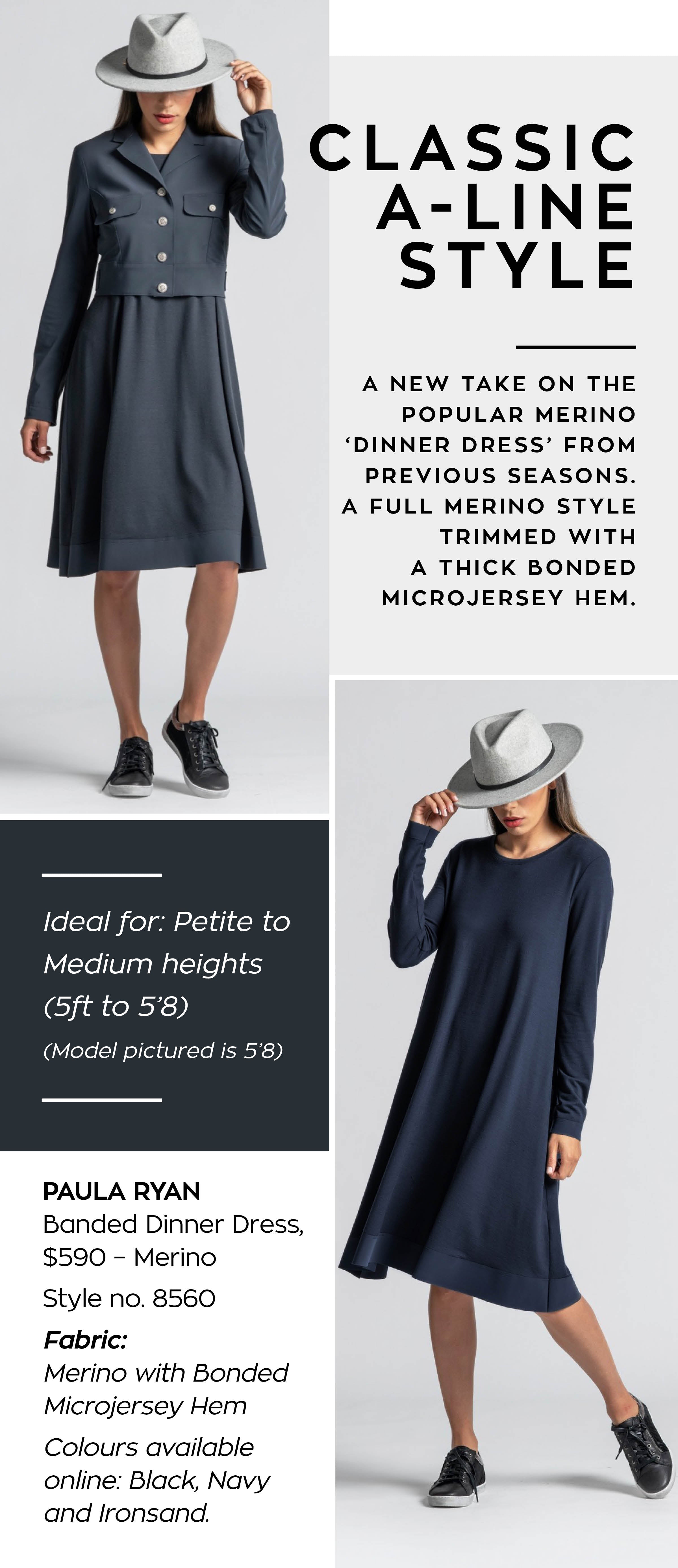 PAULA RYAN Banded Dinner Dress - Ironsand - Paula Ryan