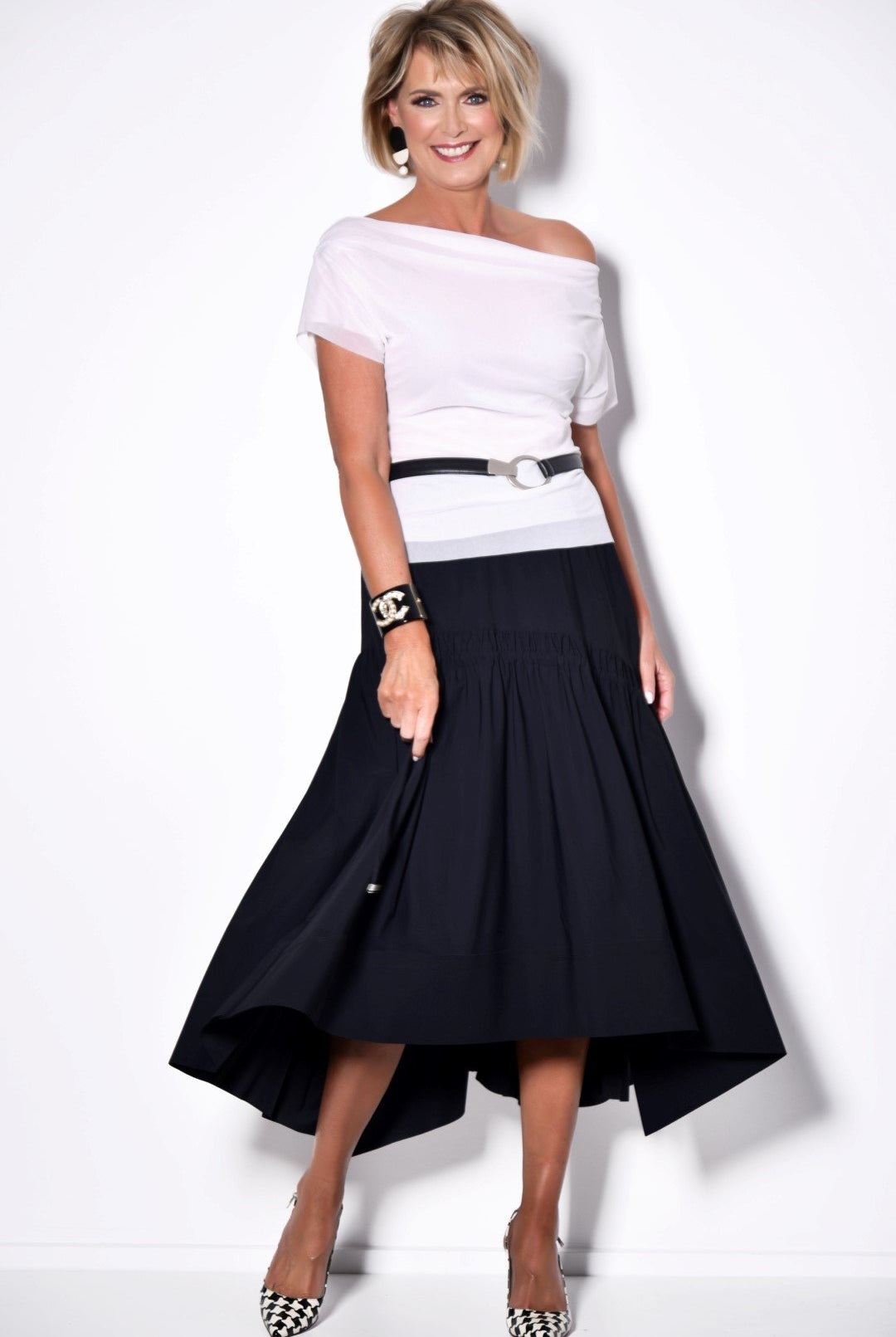 PAULA RYAN Deep Basque Drawcord Skirt - Microjersey - Paula Ryan