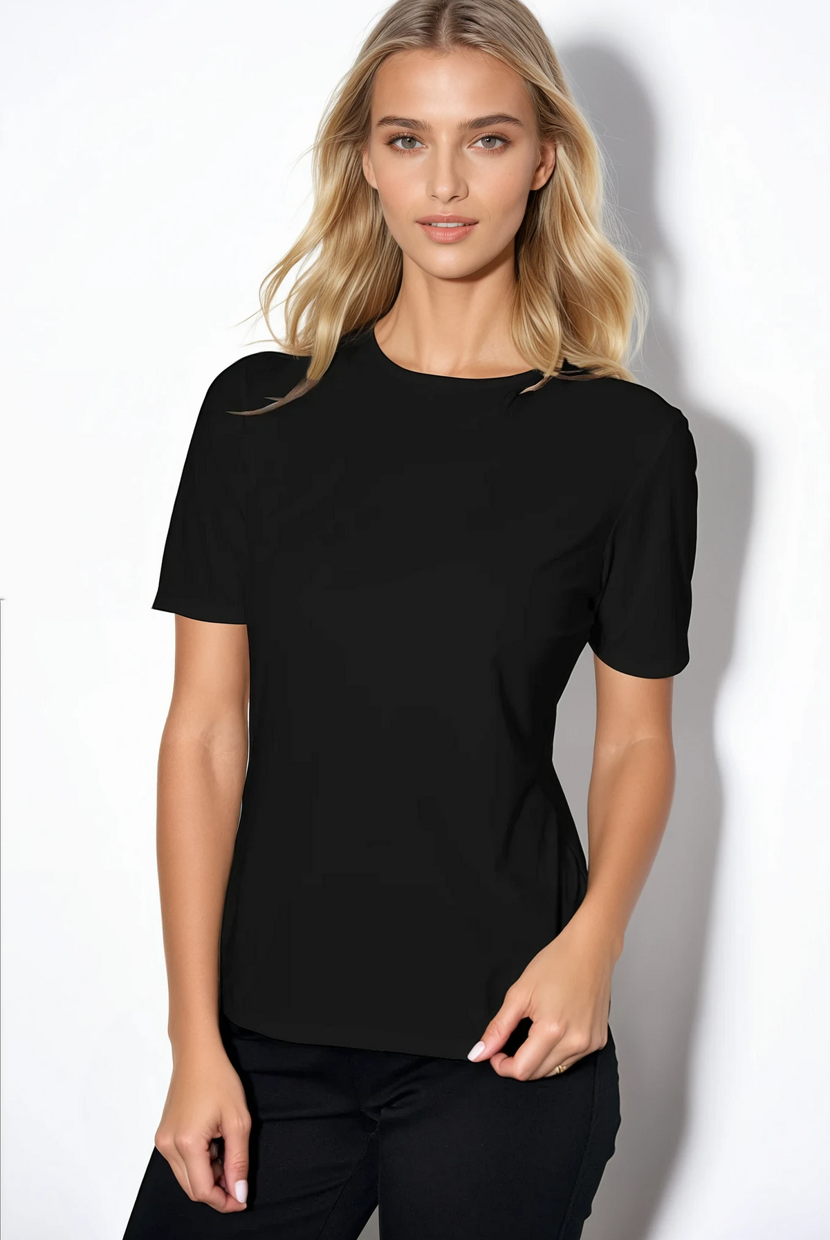PAULA RYAN Crew Neck Layering Body Tee - Superfine Microjersey Black - Paula Ryan