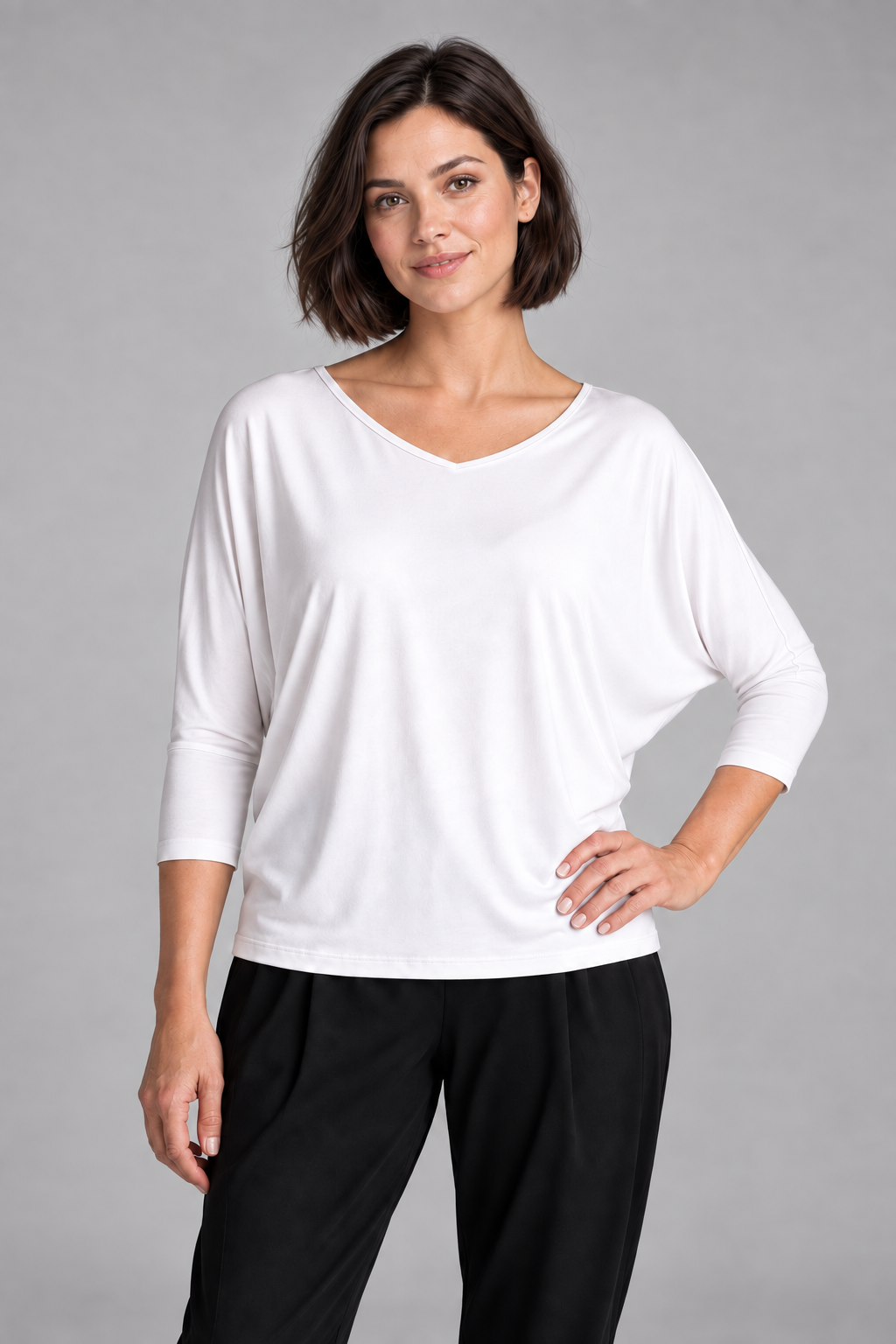 PAULA RYAN Batwing Top EcoVero - White - Paula Ryan
