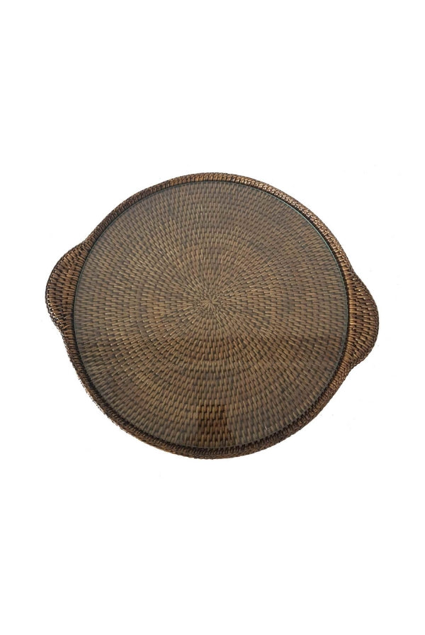 Classic Round Rattan Cheese Tray (with Glass) - Magpie Style