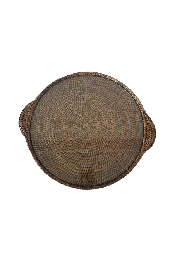 Classic Round Rattan Cheese Tray (with Glass) - Magpie Style