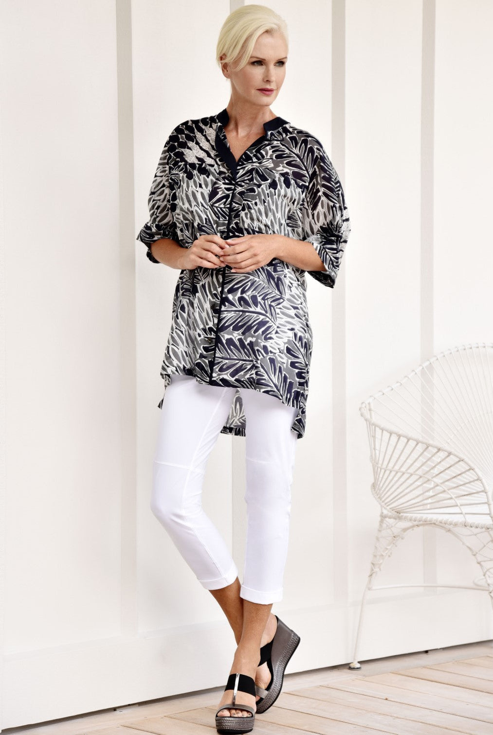 PAULA RYAN ESSENTIALS Cropped Cuffed Jean-Style Pant - Microjersey - Paula Ryan