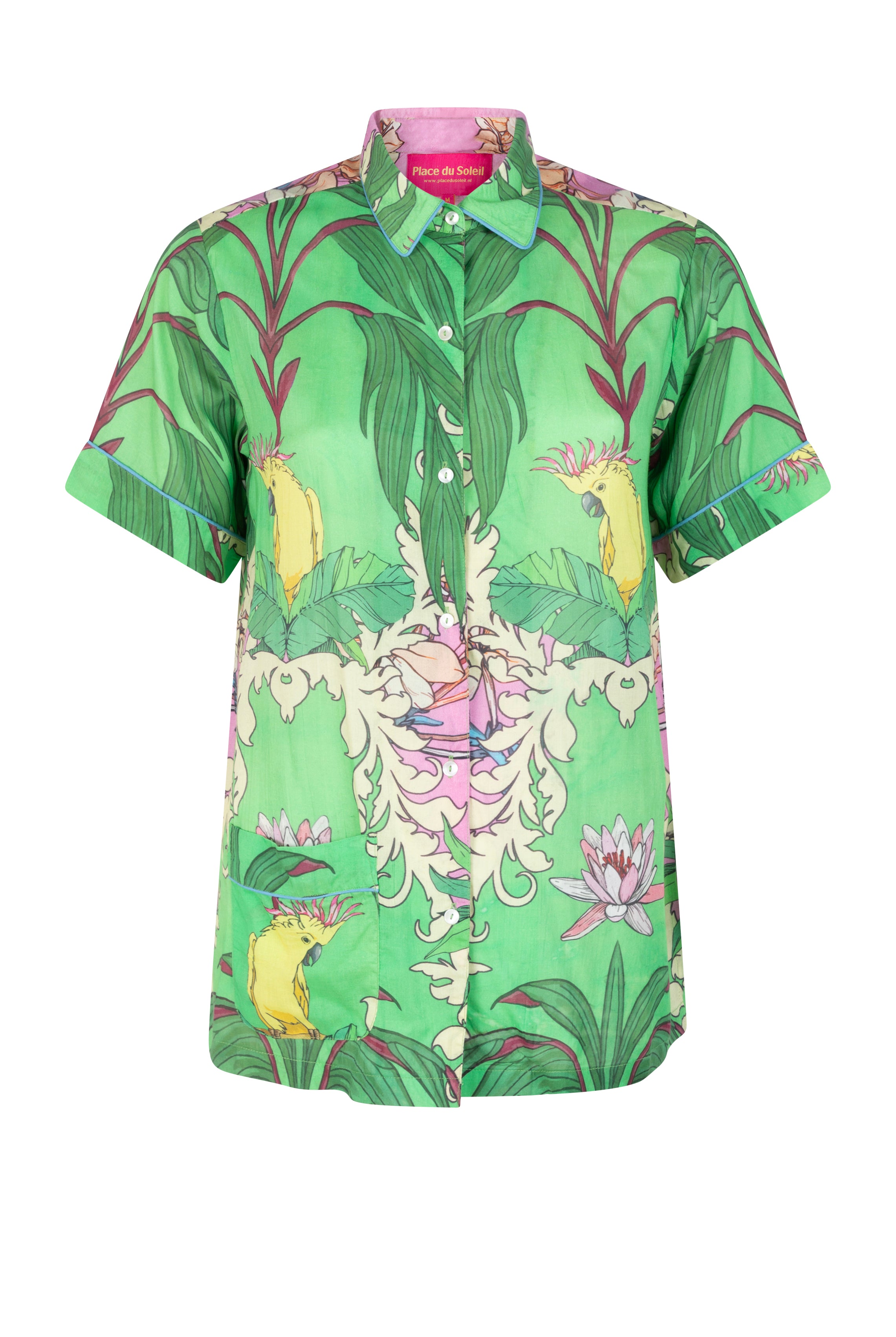 PLACE DU SOLEIL Green Birds Blouse - Green Multi - Magpie Style