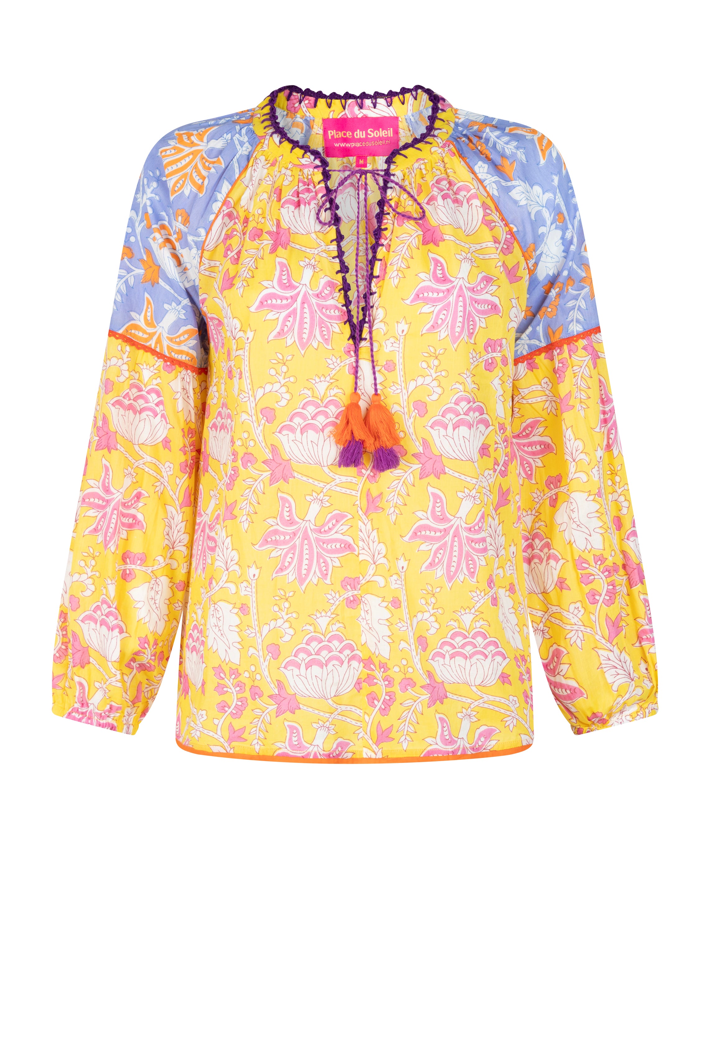 PLACE DU SOLEIL Lila Print Top - Yellow - Magpie Style