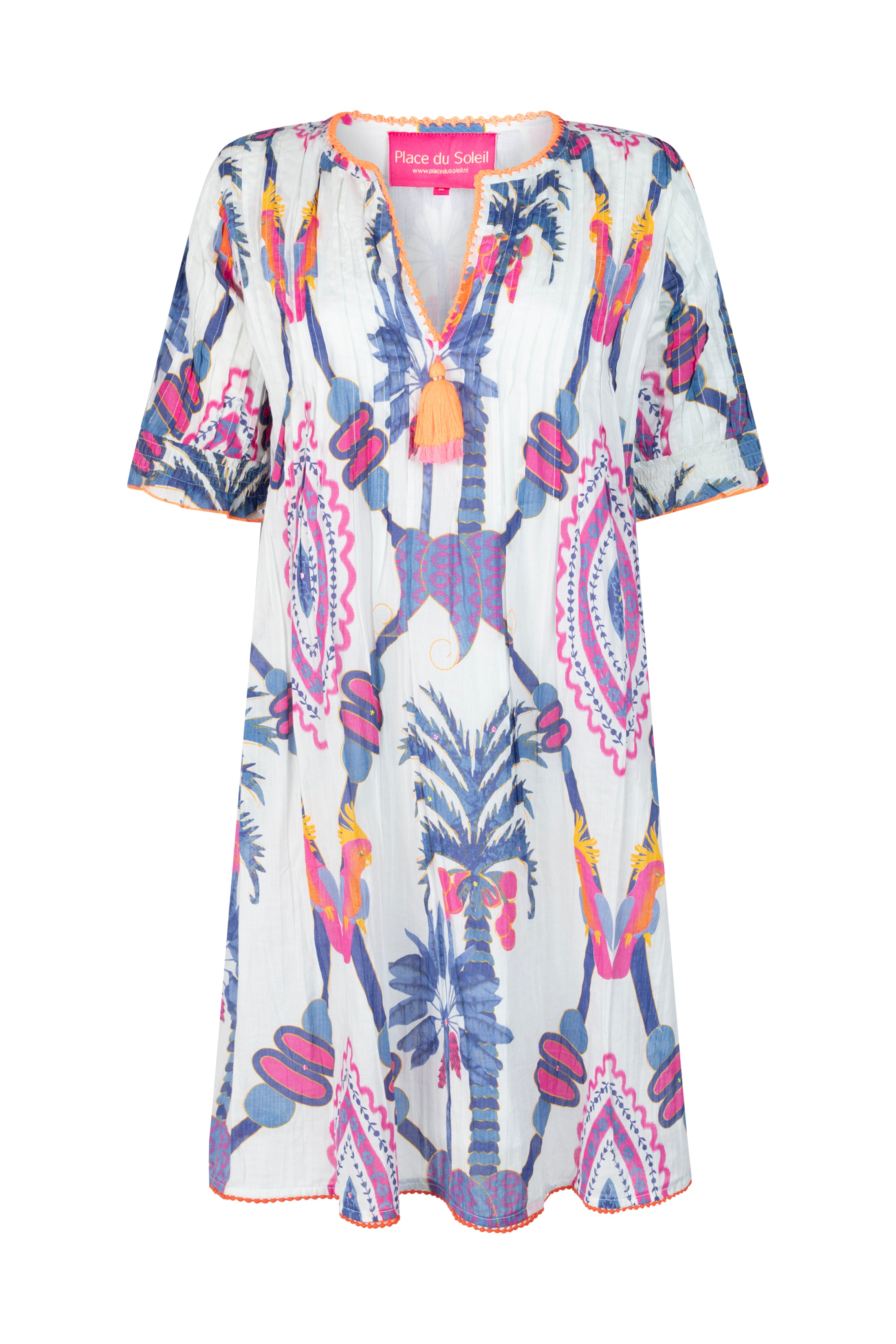 PLACE DU SOLEIL Blue Bird Short Dress - White/Lilac - Magpie Style