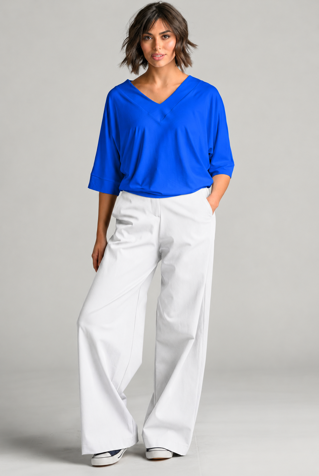 PAULA RYAN V Neck Cloud Top - Santorini EcoVero - Paula Ryan