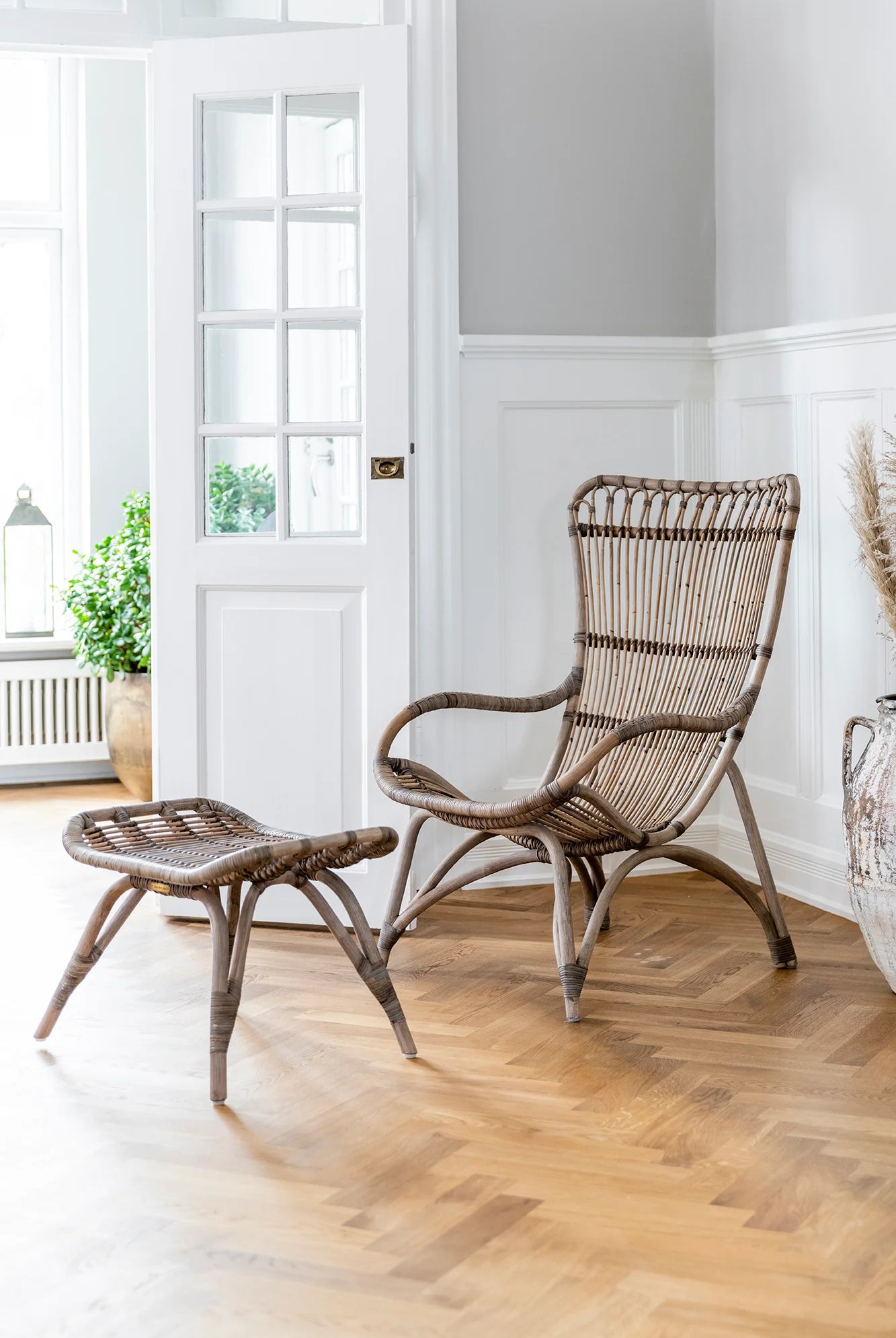 Sika Monet Rattan Foot Stool - Taupe - Magpie Style