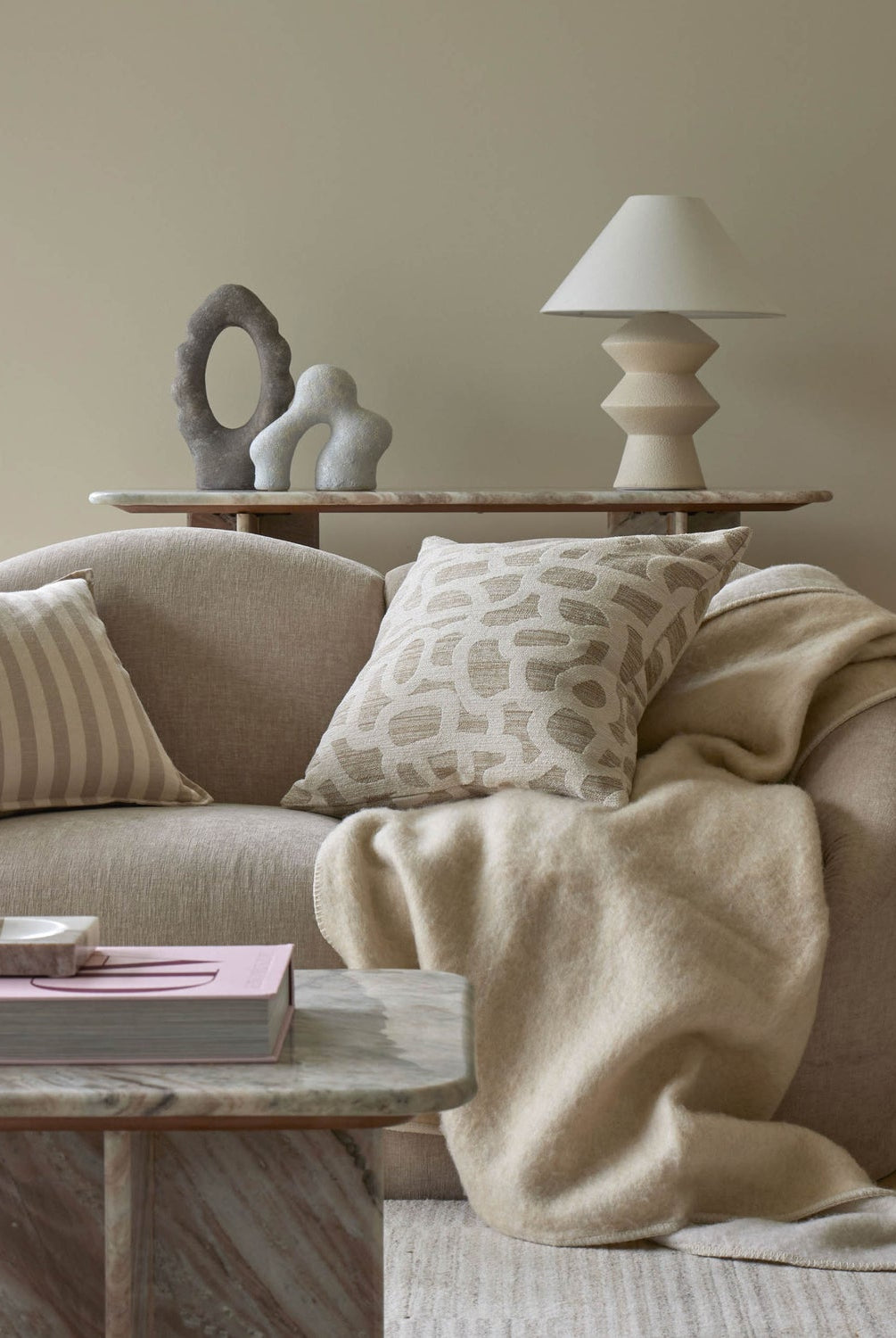 Arden Stripe Cushion - Beige