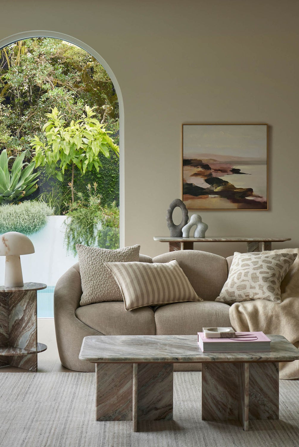 Arden Stripe Cushion - Beige