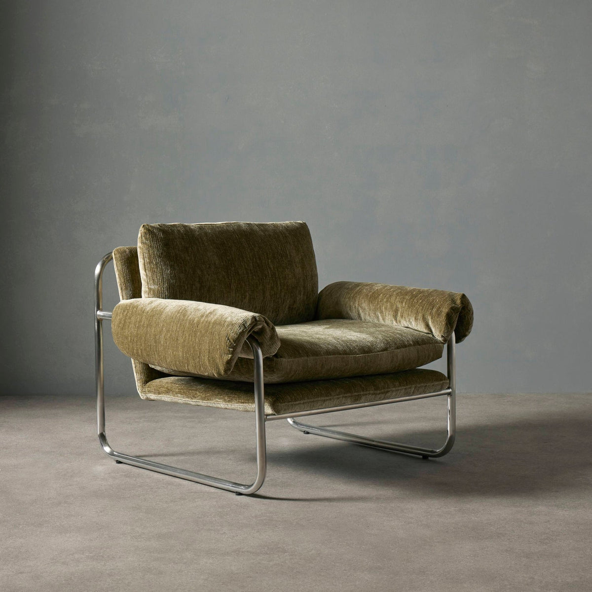 Zeke Armchair - Green & Chrome