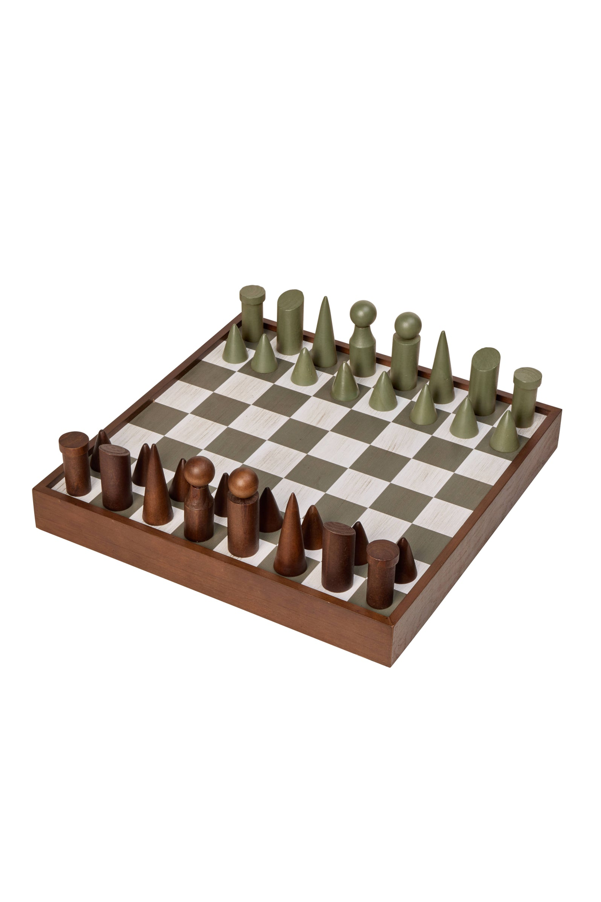 Nelson Chess Set - Walnut, Green & White
