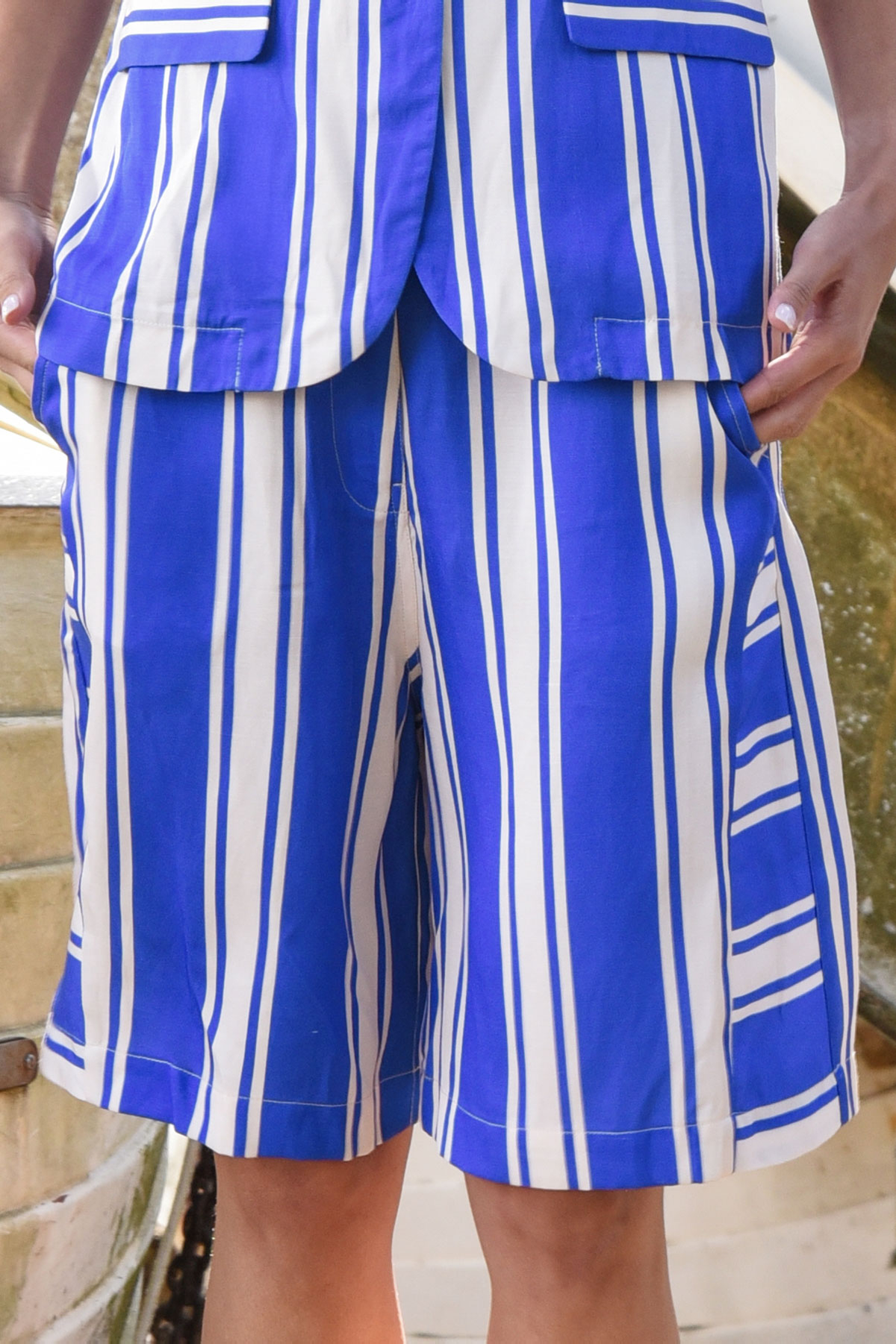 COOPER Miss Shortcake Shorts - Blue/Ivory Stripe – additional product view