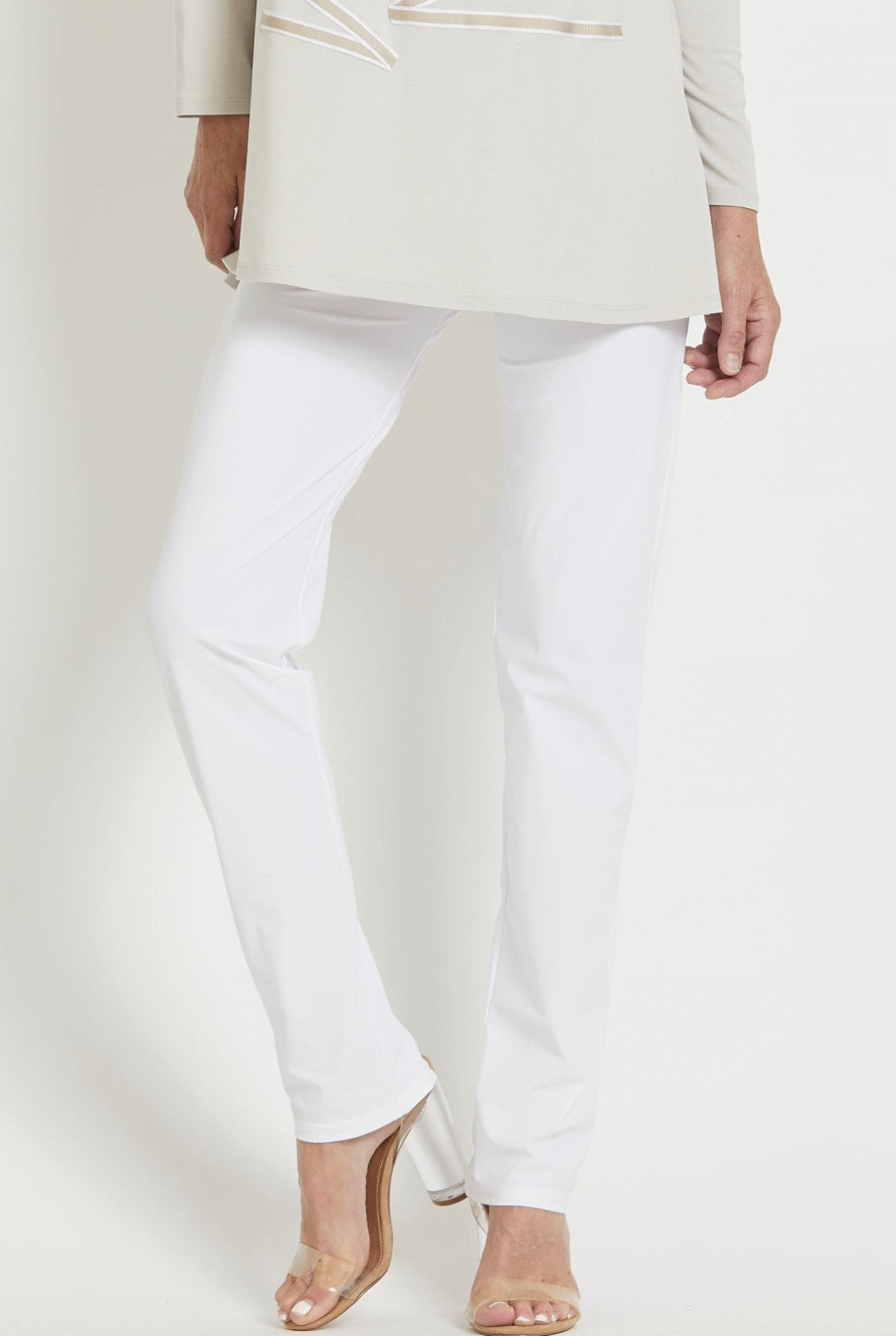PAULA RYAN Narrow Leg Pant - Classic Microjersey White - Paula Ryan