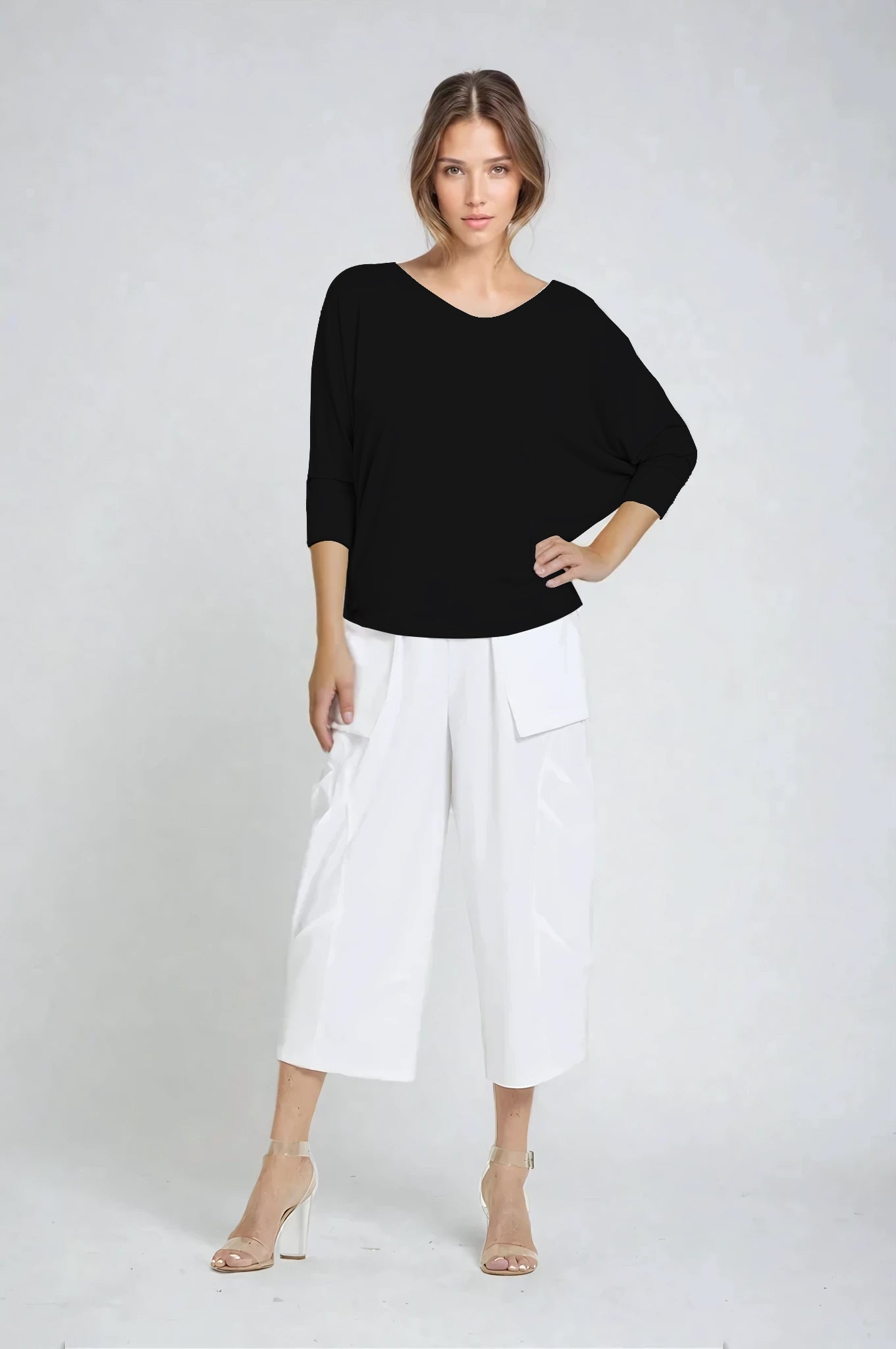 PAULA RYAN Batwing Top Modal Soft - Black - Paula Ryan