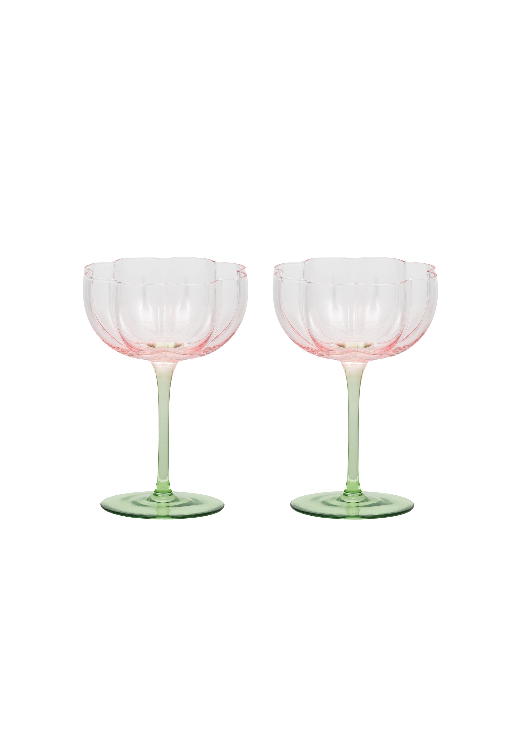 Tulip Cocktail Glasses Set/2 Pink/Green - Magpie Style