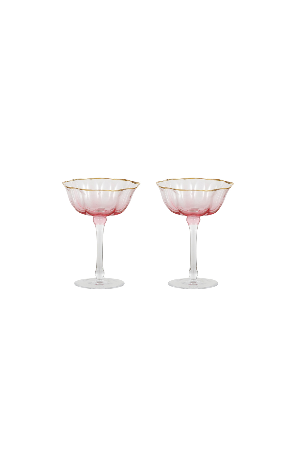 Highat Glass Coupe - Pink/Gold (Set of 2) - Magpie Style
