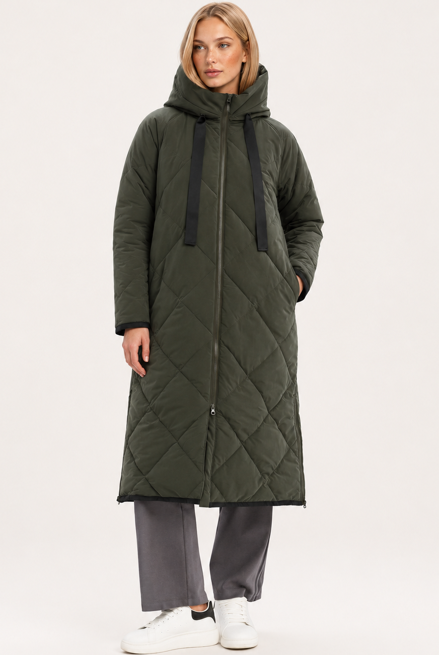 TIRELLI Diamond Quilt Puffer Coat - Steel - Magpie Style