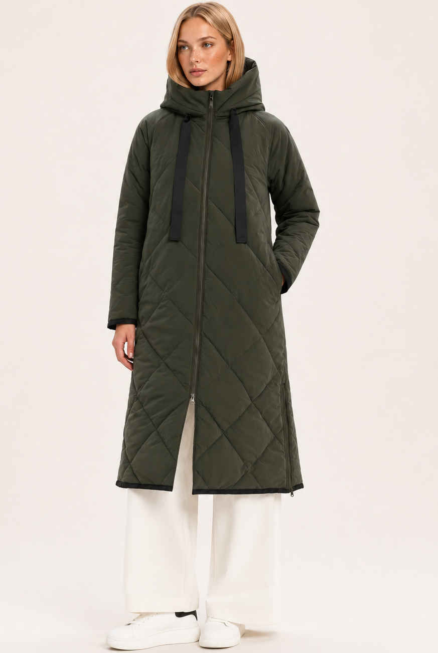 TIRELLI Diamond Quilt Puffer Coat - Steel - Magpie Style