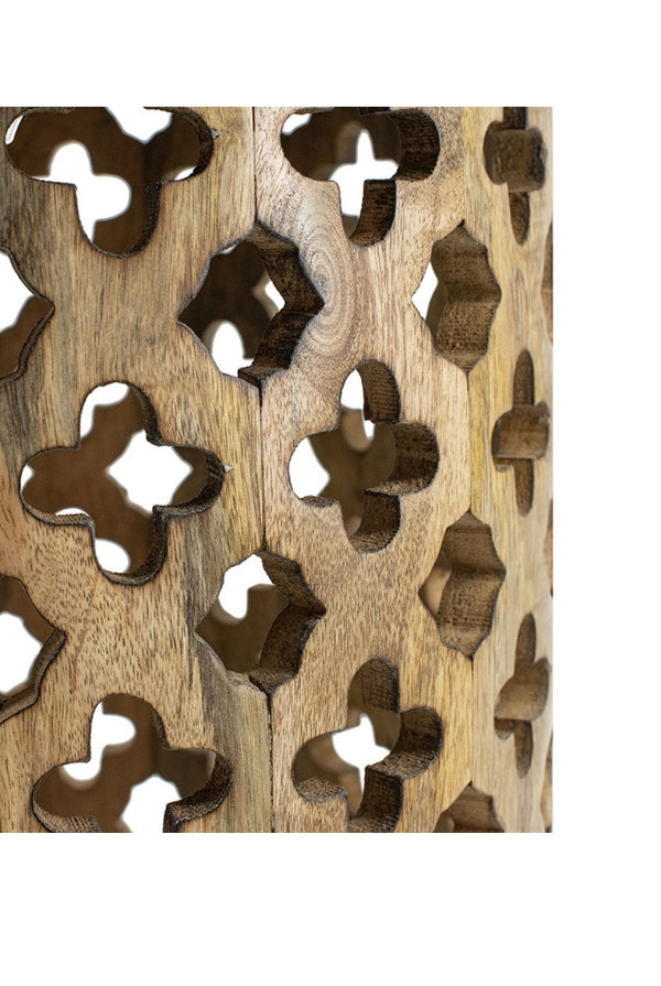 Mango Wood Carved Side Table Large - Magpie Style
