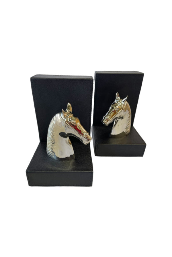 Leather Horse Bookends - Black - Magpie Style