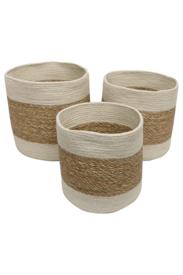 Seagrass Natural & White Storage Basket - Large - Magpie Style