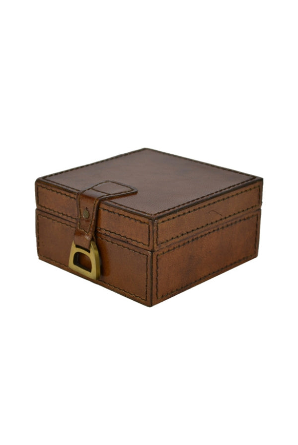 Leather Box with Brass Stirrups -Tan - Magpie Style
