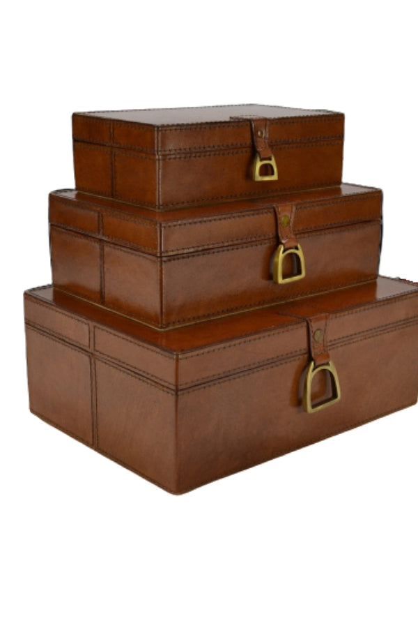 Medium Leather Box with Stirrups - Magpie Style
