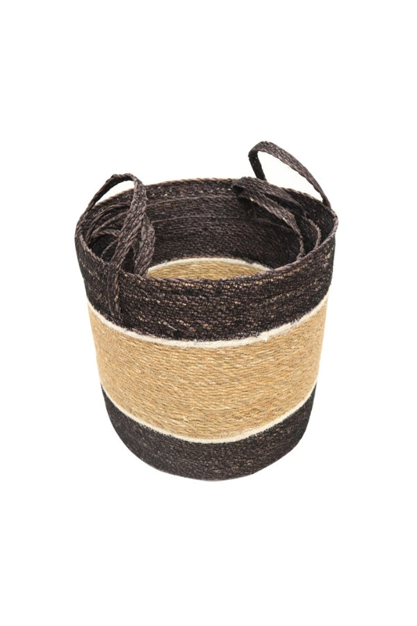 Seagrass Natural & Black Storage Basket - Large - Magpie Style