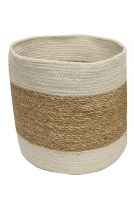 Seagrass Natural & White Storage Basket - Large - Magpie Style