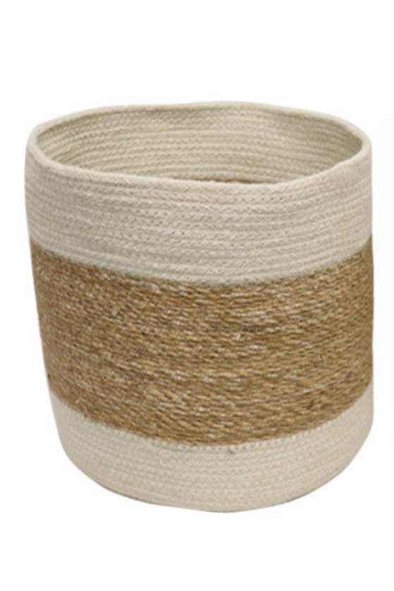 Seagrass Natural & White Storage Basket - Large - Magpie Style